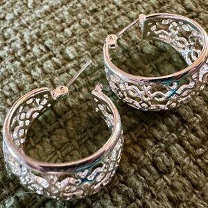 Elegant Filigree Silver Hoop Earrings
